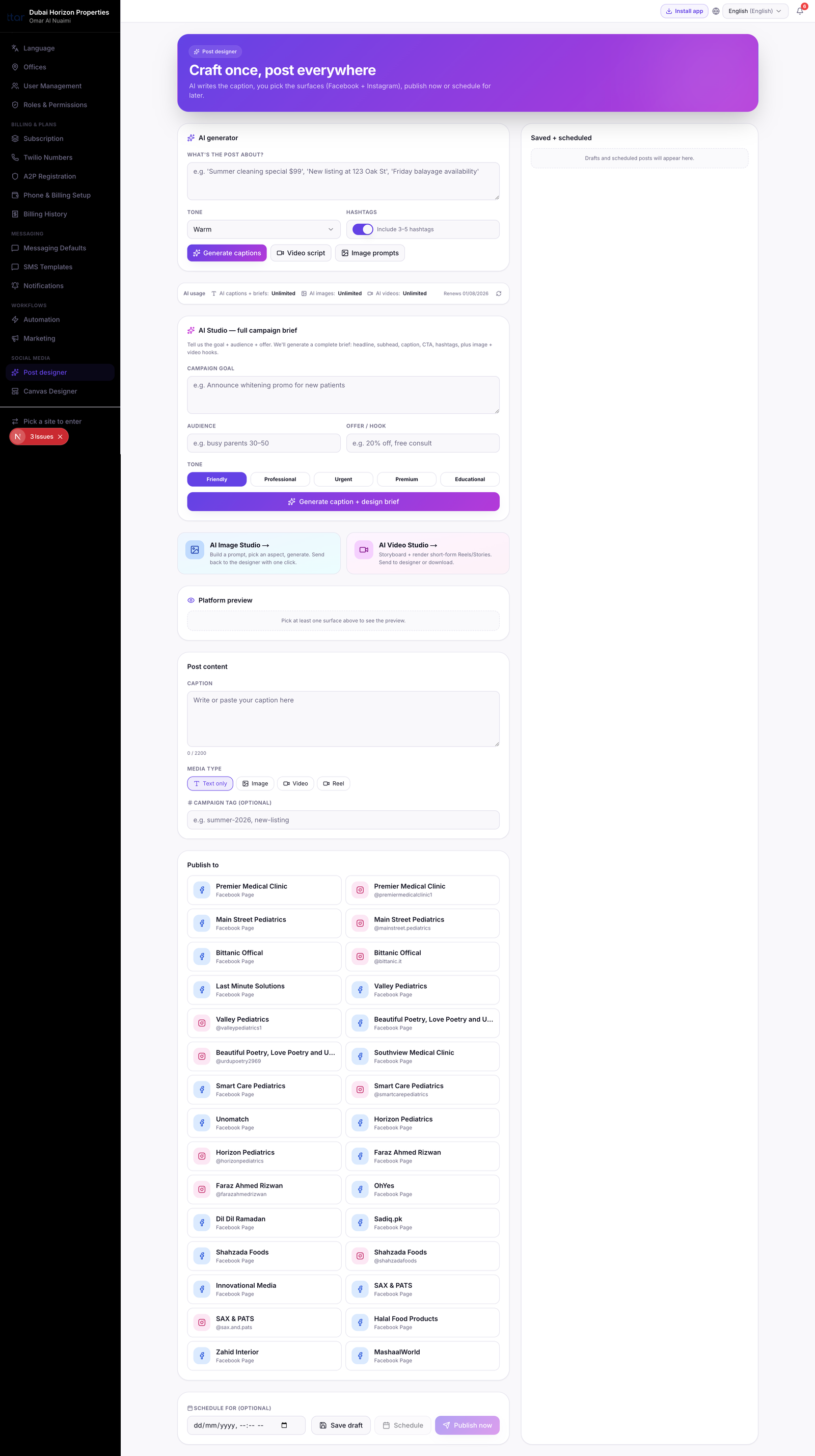 Social — post designer