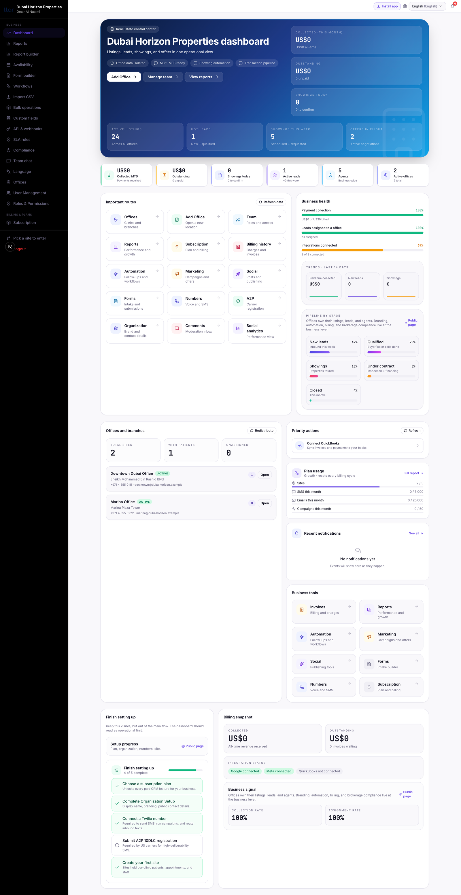 Owner dashboard